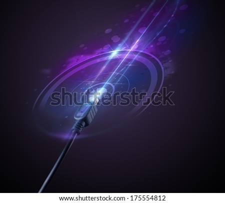 Glowing electric cable close-up