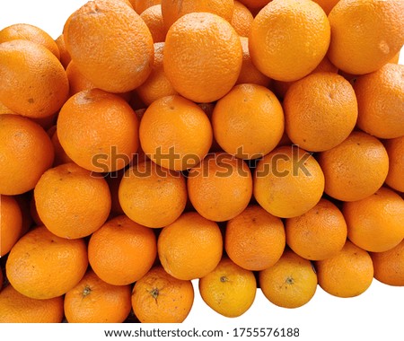 Ripe tangerines decorated orange fruits picture in white Background for customer in a retail shop. Wonderful image for multimedia Content. Colorful fruit pattern. Business concept. 
