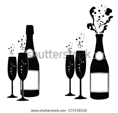 vector illustrations of several champagne icons Royalty-Free Stock Photo #175558526