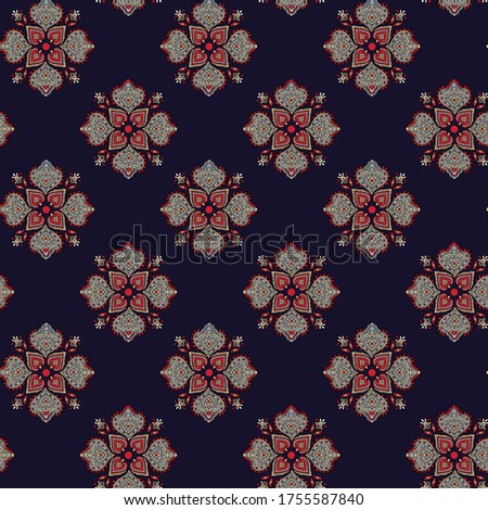 traditional indian paisley pattern on  navy   background