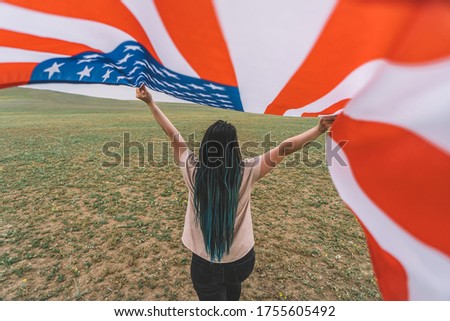 The Girl With USA Flag -Independence Day