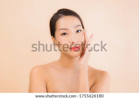 Portrait beautiful young asian face woman with beauty spa wellness and cosmetic makeup concept