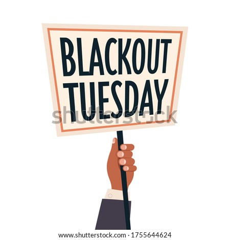 hand holding blackout tuesday banner black lives matter campaign against racial discrimination of dark skin color social problems of racism vector illustration Royalty-Free Stock Photo #1755644624