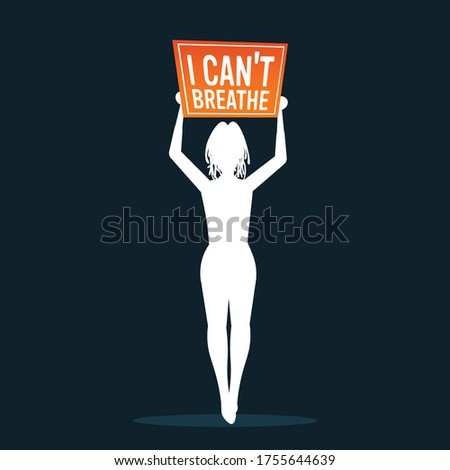 silhouette of woman holding blackout tuesday banner black lives matter campaign against racial discrimination of dark skin color social problems of racism vector illustration Royalty-Free Stock Photo #1755644639