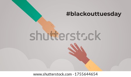 black lives matter multiracial two reaching mix race hands awareness campaign against racial discrimination of dark skin color blackout tuesday concept horizontal vector illustration Royalty-Free Stock Photo #1755644654