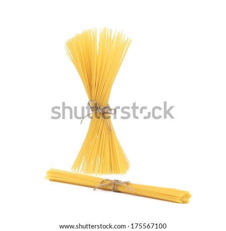 Close up of Spaghetti isolated. Isolated on a white background.