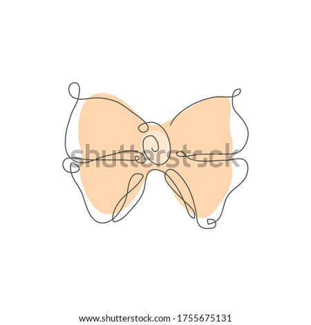 Decorative continuous line hand drawn bow, design element. Can be used for fashion cards, invitations, banners, posters, print design