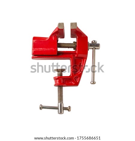 table red vise on a white background