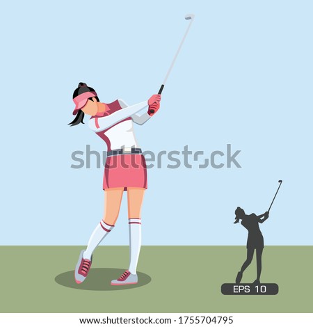 Female Golf Player Hitting the Ball