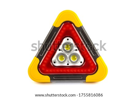 Multifunctional cob working lamp. Portable Flood Lamp COB Work Light Triangle Warning Light SOS Searchlight Emergency Warning Traffic Light Spotlight Rechargeable isolated on white background.