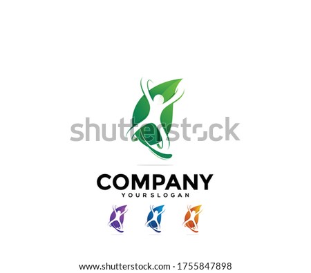 Leaf and people logo design colorful