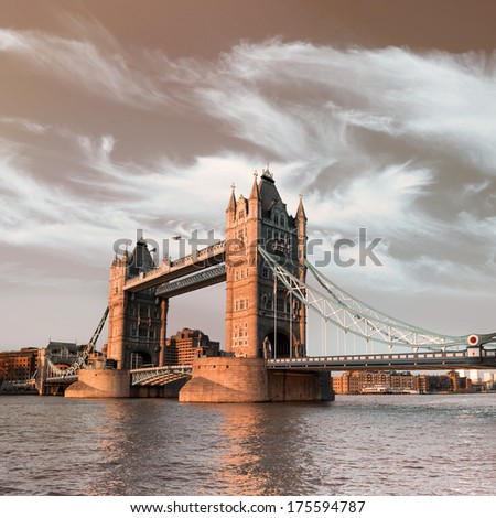 Tower Bridge in London, tinted image