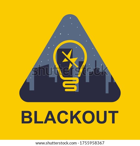 blackout icon on a yellow background. power outage in a big city. flat vector illustration. Royalty-Free Stock Photo #1755958367