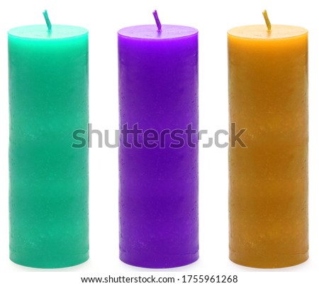 multi colour candles isolated on the white background 