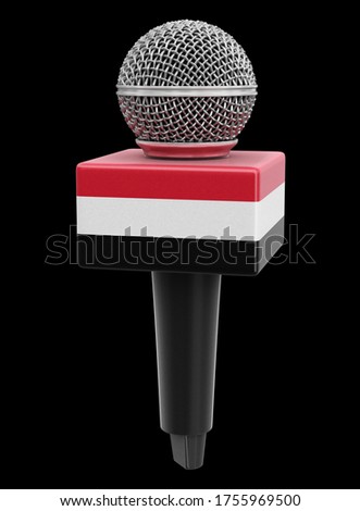 3d illustration. Microphone and Yemen flag. Image with clipping path