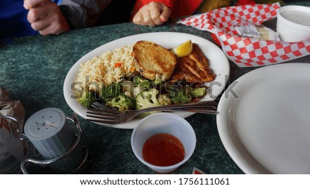 halibut stack with fried rice