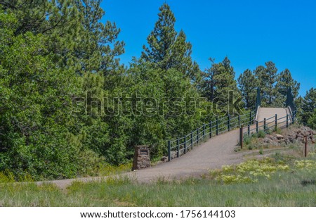 Matt Kelly Urban Trail Bridge pedestrian overpass. Mountainous region in Flagstaff, Coconino County, Arizona United States