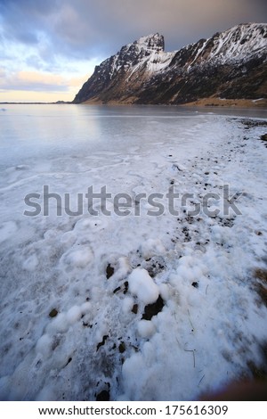 frozen sea ice in the Arctic Circle to the Lofoten winter