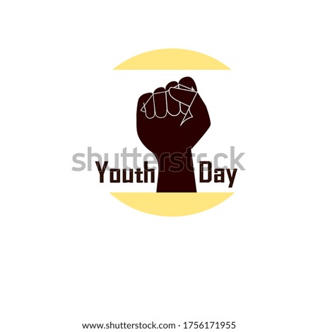 the ilustration of hands clenched with lettering youth day isolated on yellow circle. youth day logo isolated. logo youth day illustration 