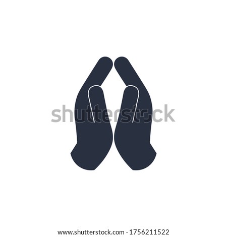 Silhouette of Prayer hands. praying to God. Faith act. Repentance icon. Stock vector illustration isolated on white background.