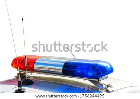 Police car siren on a white background. Copy space