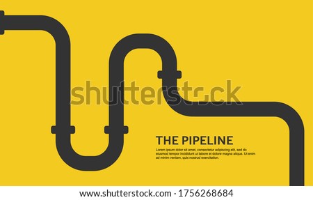 Web banner. Industrial background with yellow pipeline. Oil or gas pipeline. Clip-art illustration in a flat style.