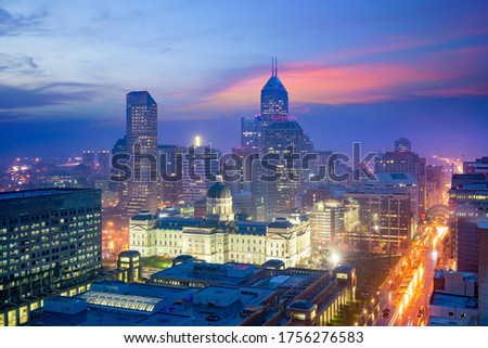 Indianapolis city downtown skyline cityscape of USA