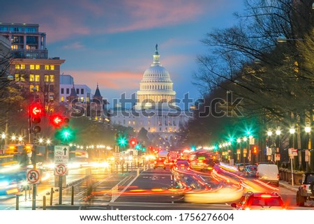 Washington DC downtown skyline cityscape of USA