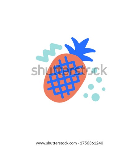 Pineapple with leaves flat icon, vector sign, pineapple fruit colorful pictogram isolated on white. Symbol, logo illustration. Flat style design