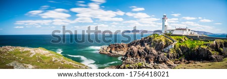 Lighthouse Panorama in Ireland,Sea, Ocean, Coast, Atlantic, Cliffs, Rock, Landscape, Nature Royalty-Free Stock Photo #1756418021