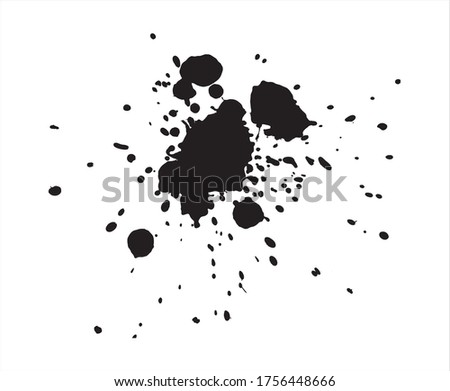 Ink stain. Black Paint Spot . Silhouette brush texture. Black ink splashes. Vector black paint, ink brush stroke, brush, line or texture. Dirty artistic design element, box, frame.