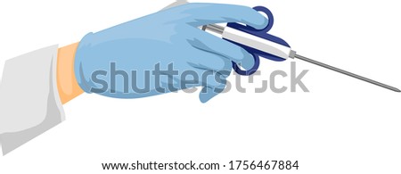 Illustration of a Hand with Gloves Holding a Biopsy Needle