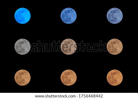 Full moon in different colour temperatures