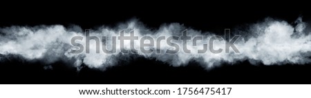 Panoramic view of the abstract fog or smoke move isolated on  black background. White cloudiness, mist, smoke or smog background. 