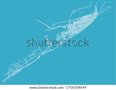 Galveston, Texas, United States urban city map, roads transport network, downtown and suburbs, town footprint, poster