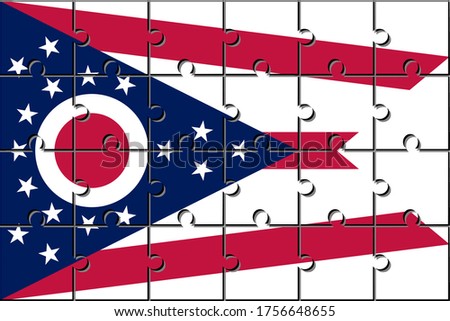 ohio flag made with jigsaw puzzle pieces