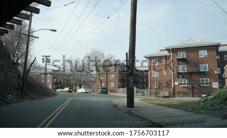 These are photos of an inner city street in Newark, NJ.  Royalty-Free Stock Photo #1756703117