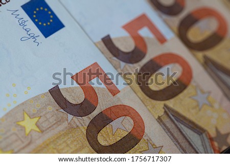 Fan of 50 euro banknotes