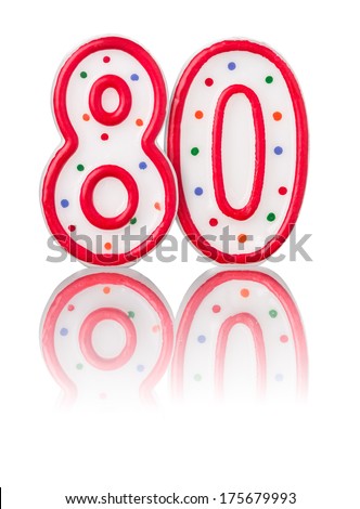 Red number 80 with reflection
