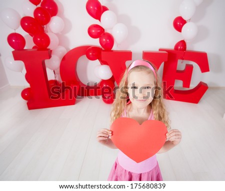 Child with heart. Decoration for celebration. Valentine's, mother's day or weddings