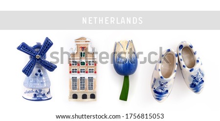 Souvenirs (magnets) from Netherlands (Holland) isolated on white background