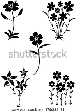 Floral Ornament Vector flowers Black Clip Art Monochrome