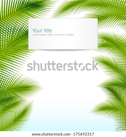Vector Exotic trip background with palm tree leaves