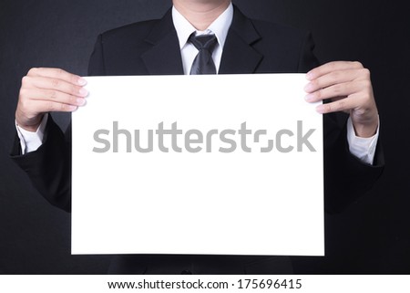 Business man hold blank signboard