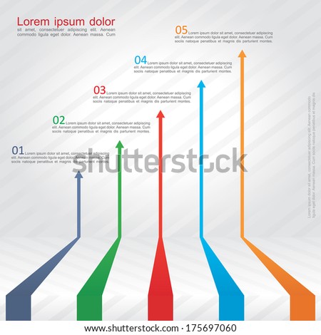 Concept of colorful arrows for different business design. Vector illustration