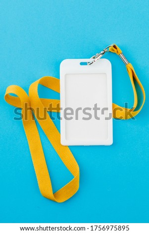 Work ID name tag. The ID of the employee. Card icons with ropes on a blue background