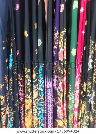 Floral pattern batik cloth, Southeast Asia traditional cloth texture for background