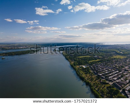 Montreal drone beautiful aerial landscape saint lawrence river