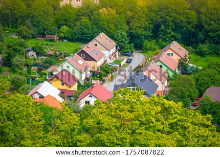 Group of houses in green nature. housing, accommodation, rent, concept photo.