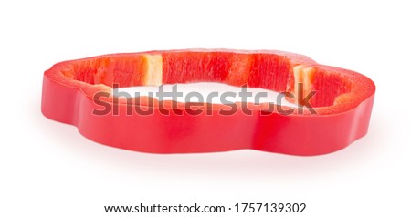 Slice of red Bell pepper isolated on a white background. Clip art image for package design.